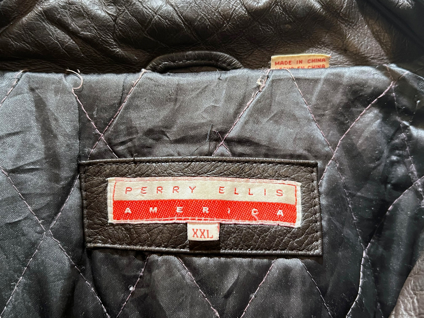 Perry Ellis AMERICA 90's Vintage Leather Bomber Jacket