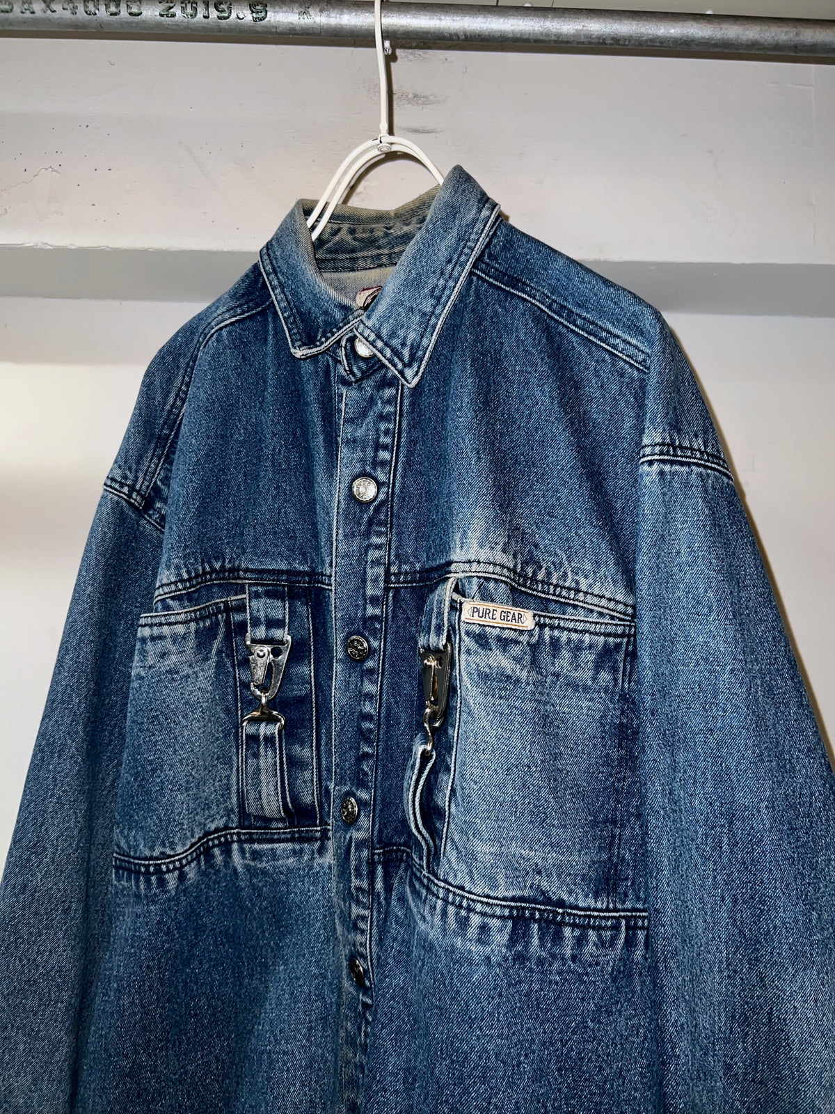90s Pure Gear Heavyweight Gimmick Denim Shirt Jacket