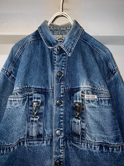 90s Pure Gear Heavyweight Gimmick Denim Shirt Jacket