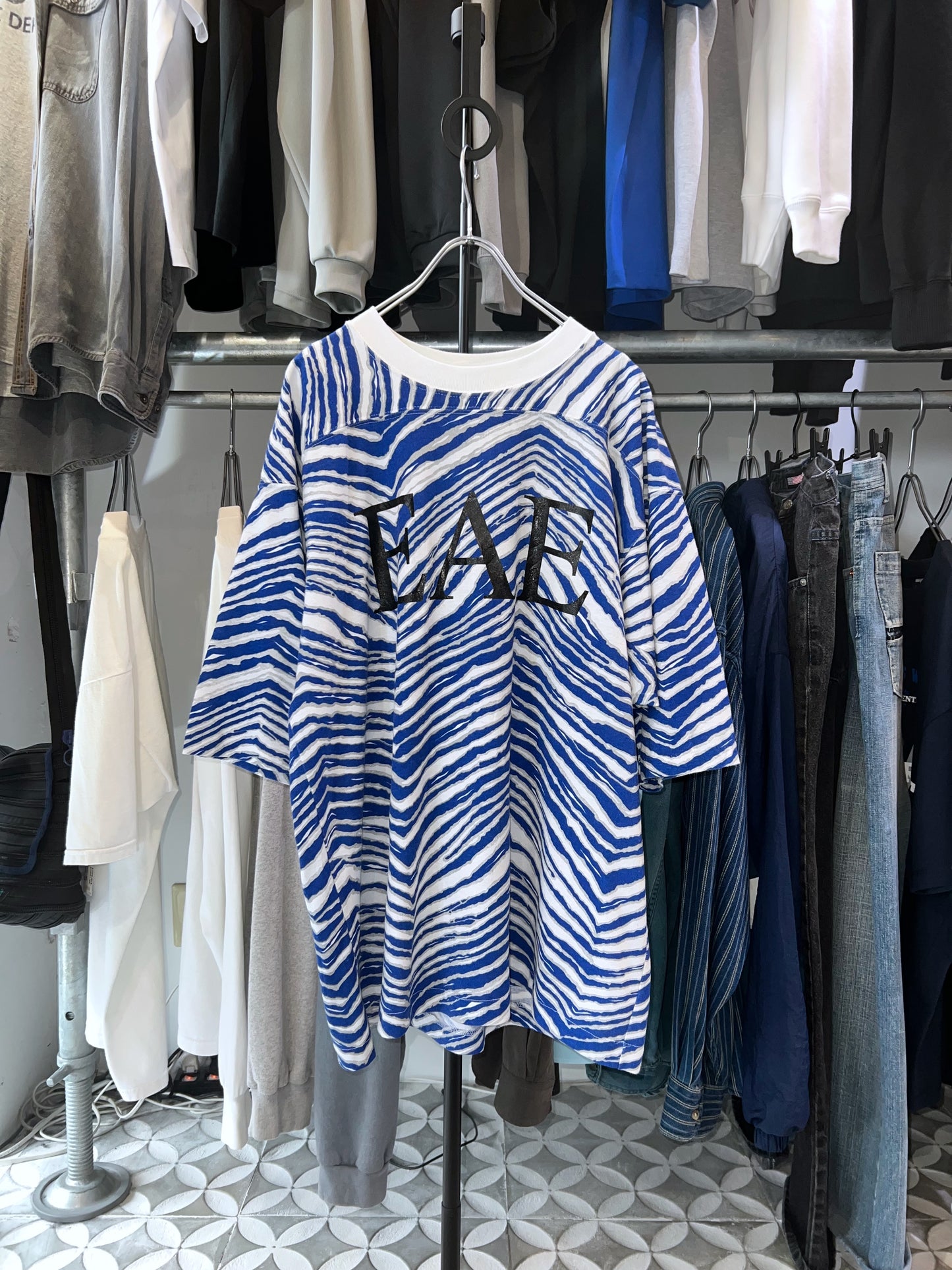 Blue Zebra Football Tee