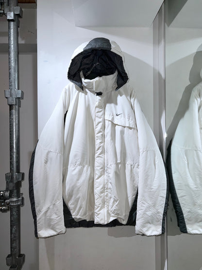00s Nike White Grey Insulated Hooded Jacket