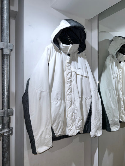 00s Nike White Grey Insulated Hooded Jacket
