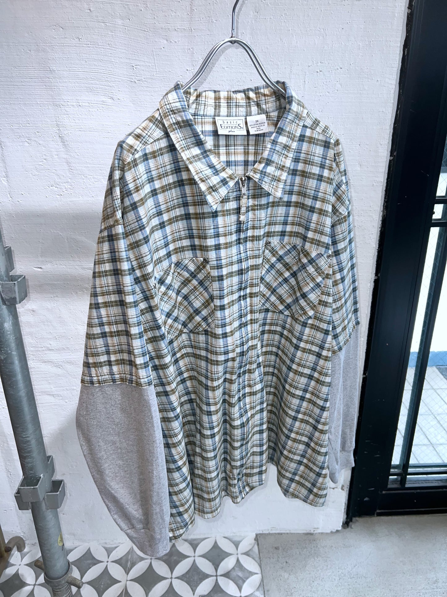 Oversized Double Layered Zip Up Shirt