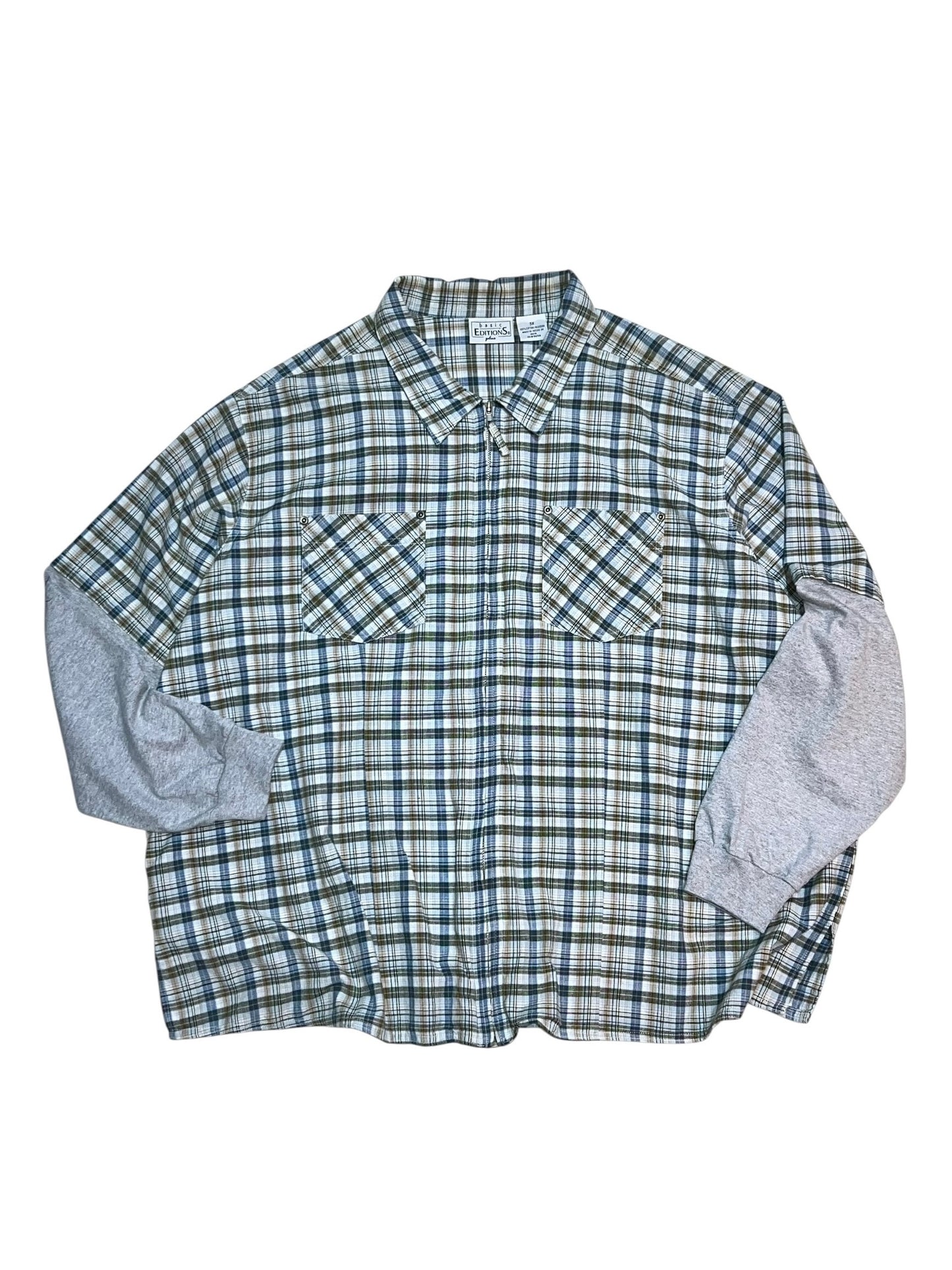 Oversized Double Layered Zip Up Shirt