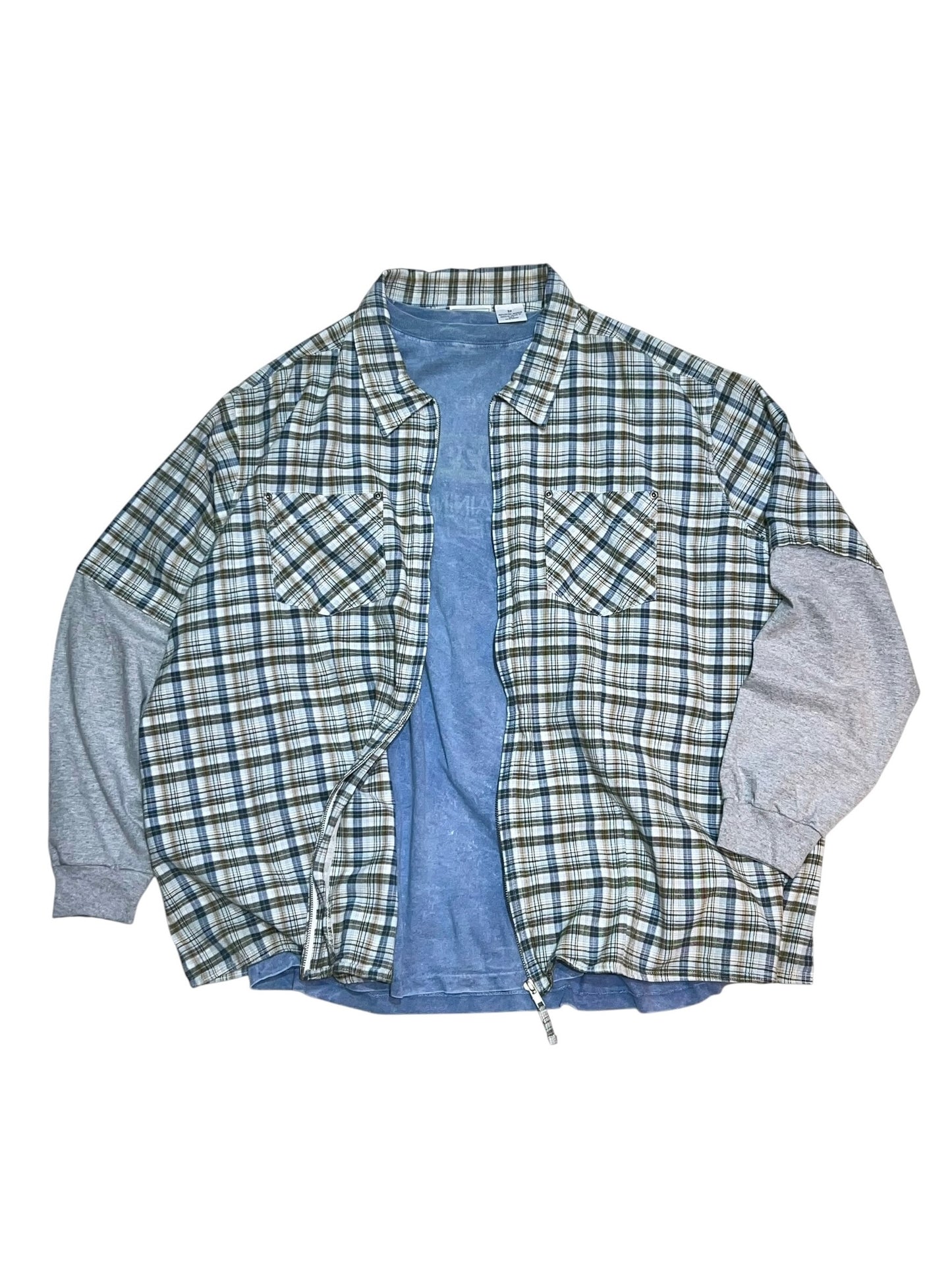 Oversized Double Layered Zip Up Shirt