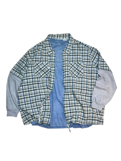 Oversized Double Layered Zip Up Shirt