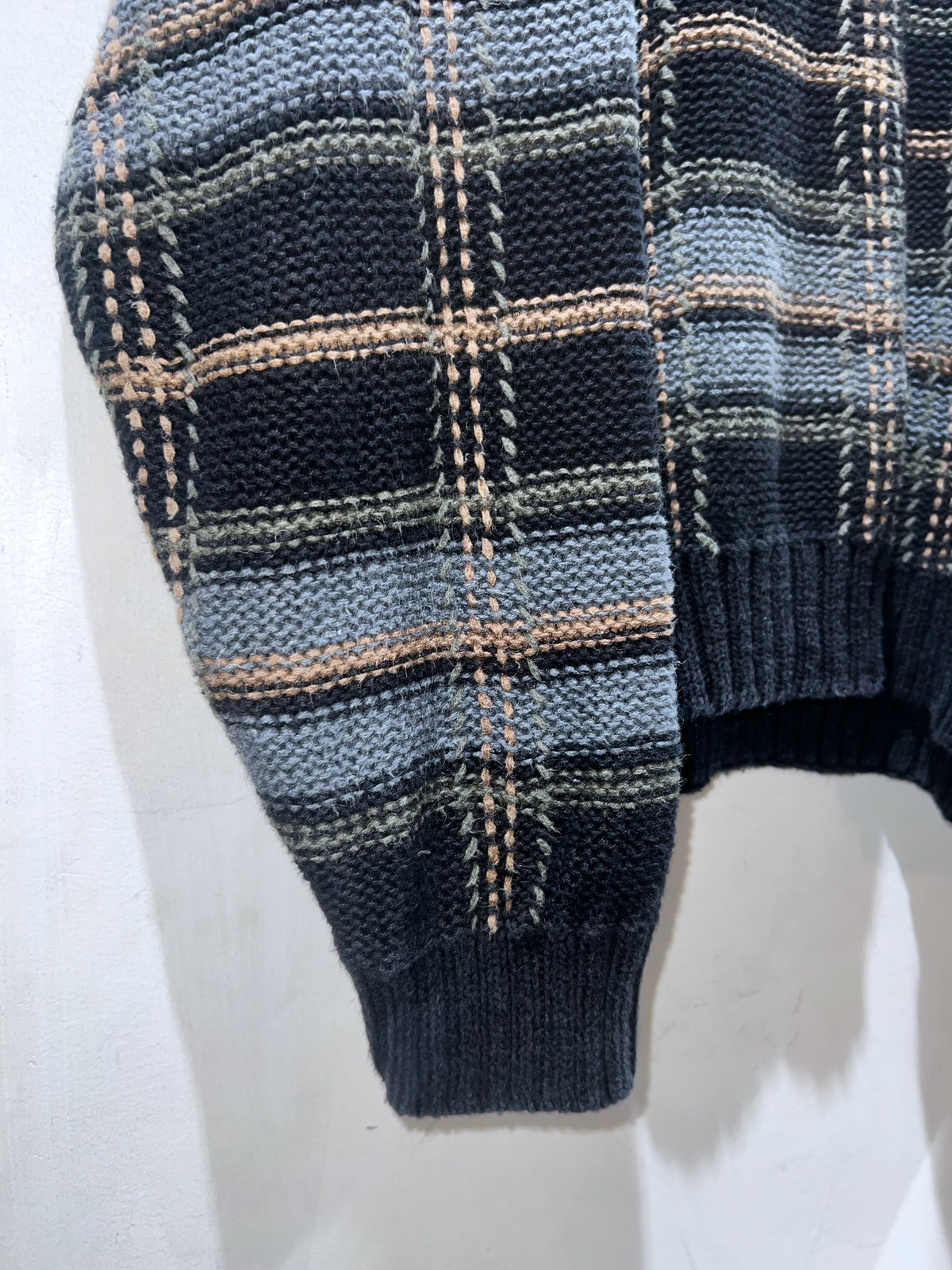 90s SONOMA Utility Check Oversized Ramie Cotton Sweater
