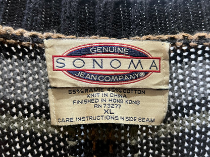 90s SONOMA Utility Check Oversized Ramie Cotton Sweater