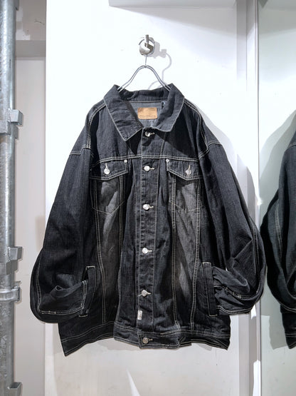 akdmks custom black oversized denim jacket