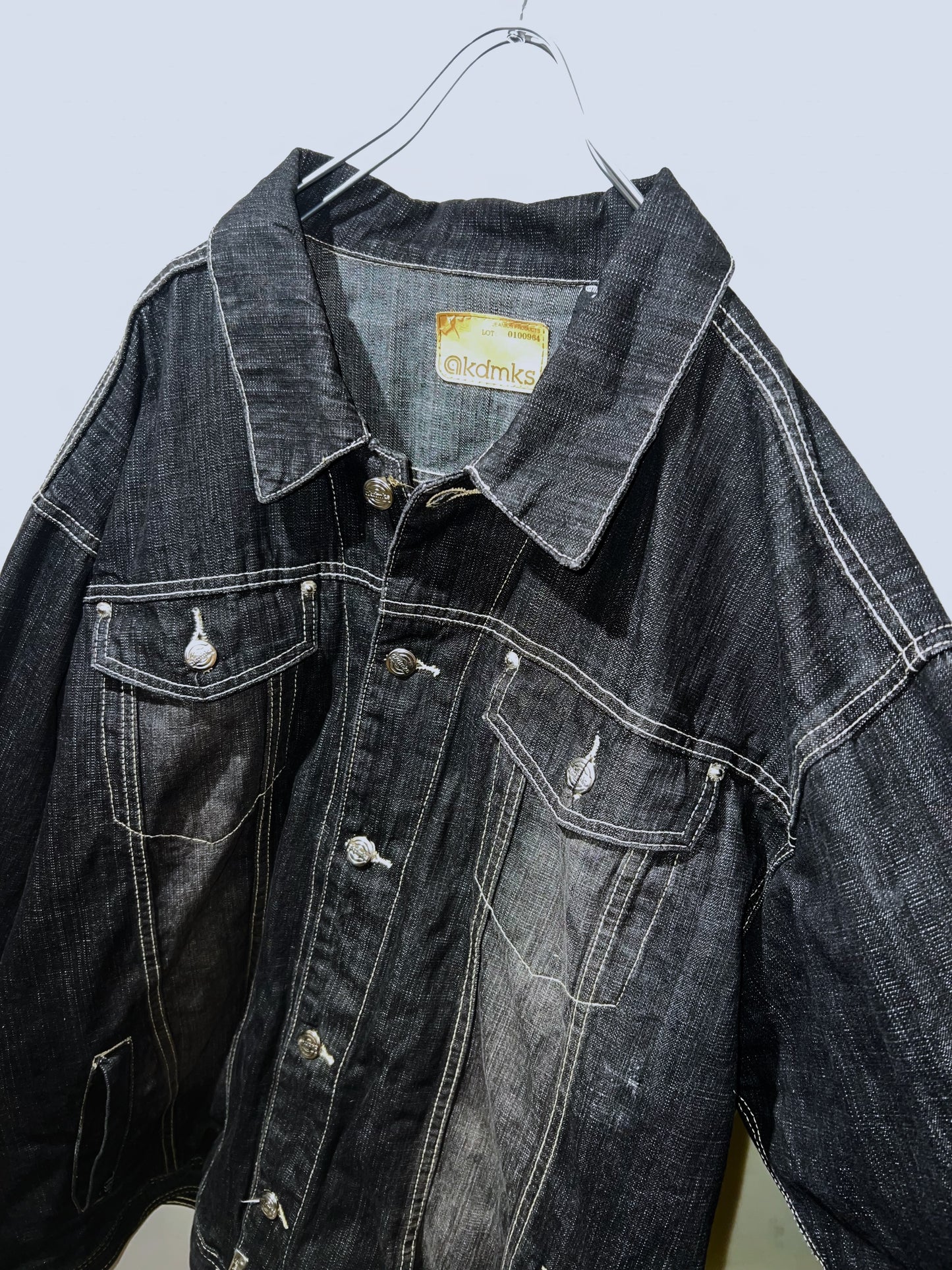 akdmks custom black oversized denim jacket