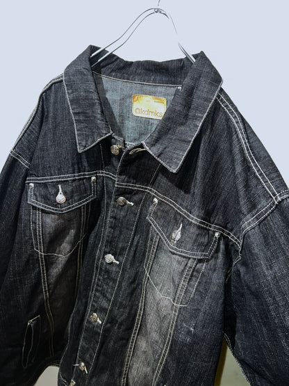 akdmks custom black oversized denim jacket