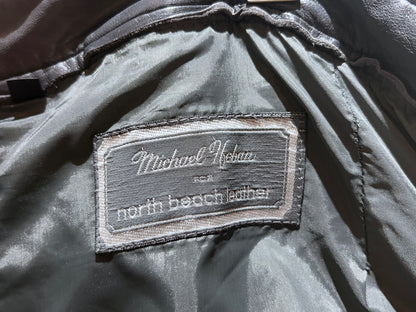 Vintage Grey Real Leather Wide Leg Trousers