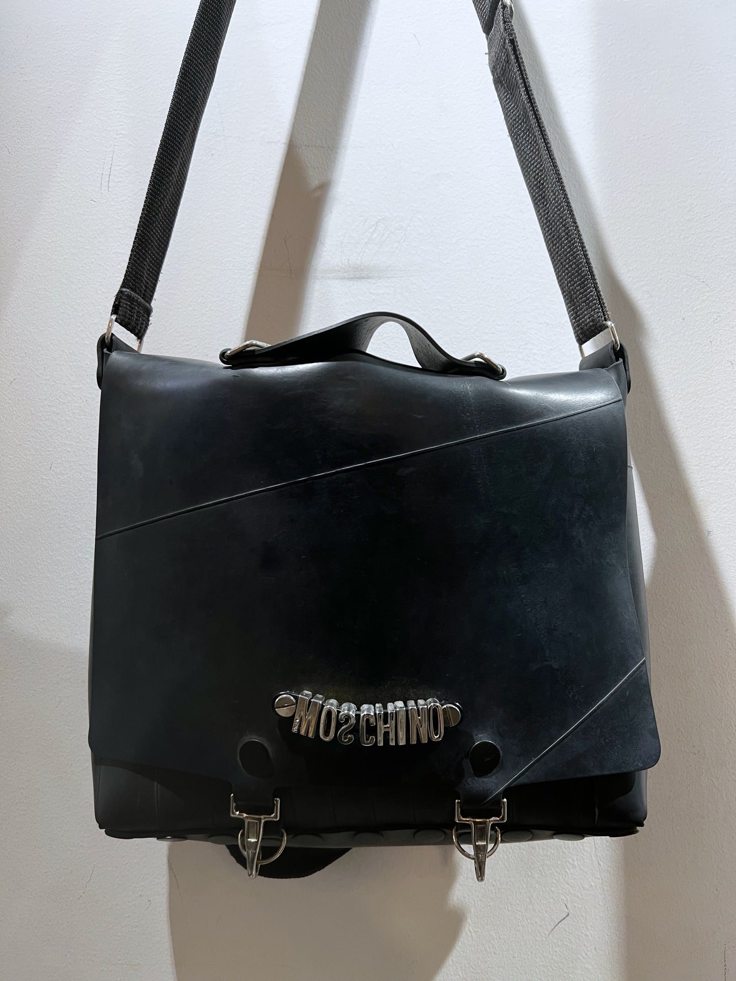 Rare Old MOSCHINO Rubber Coating 3Way Bag