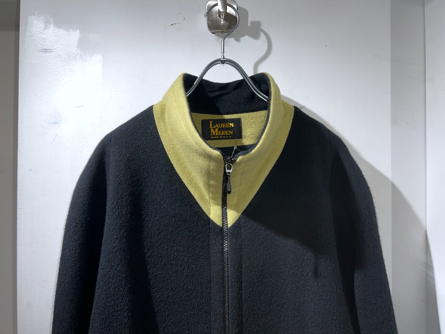 Old LAUREN MEREN Bi-Color Wool Zip Coat