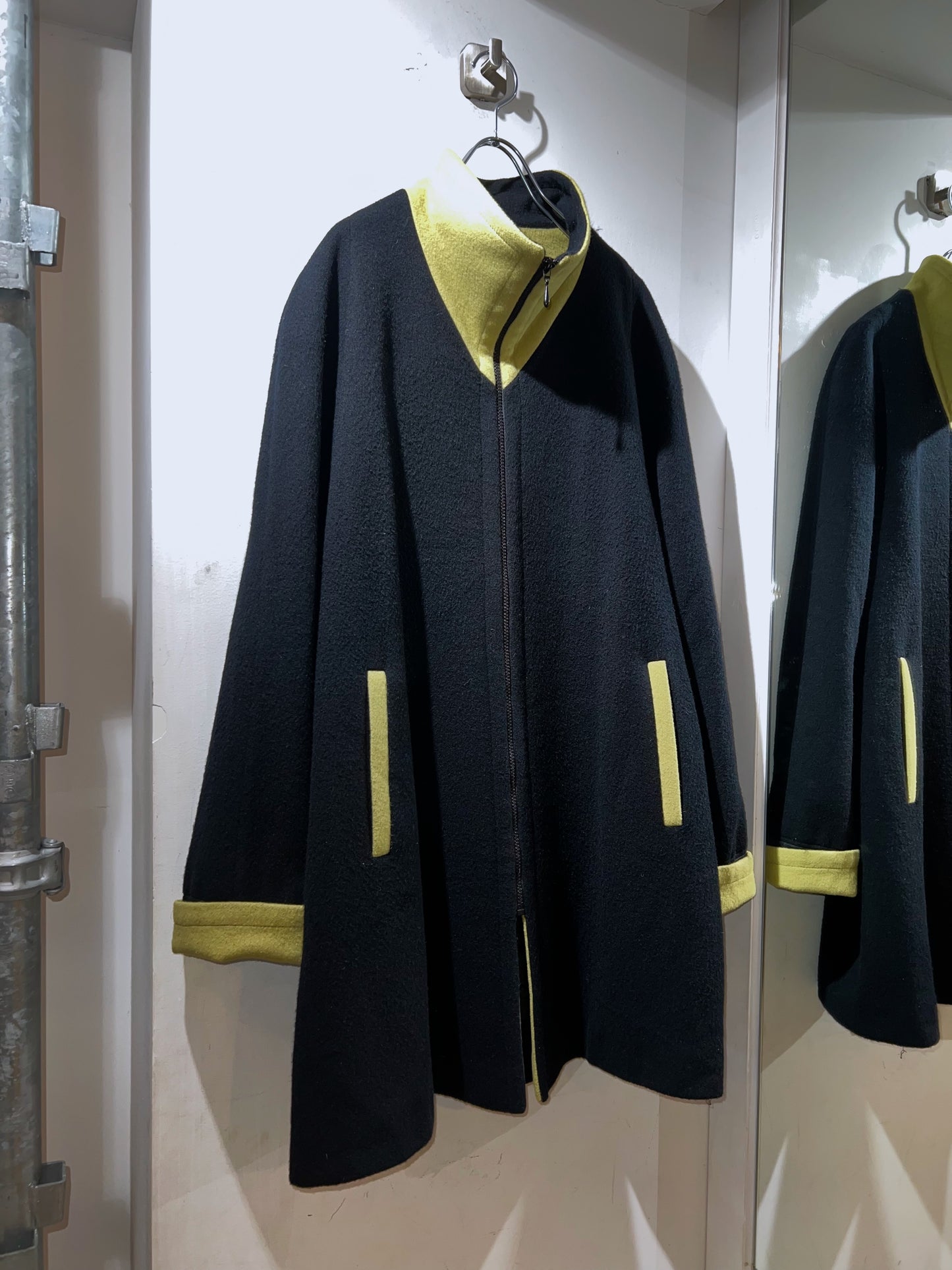 Old LAUREN MEREN Bi-Color Wool Zip Coat