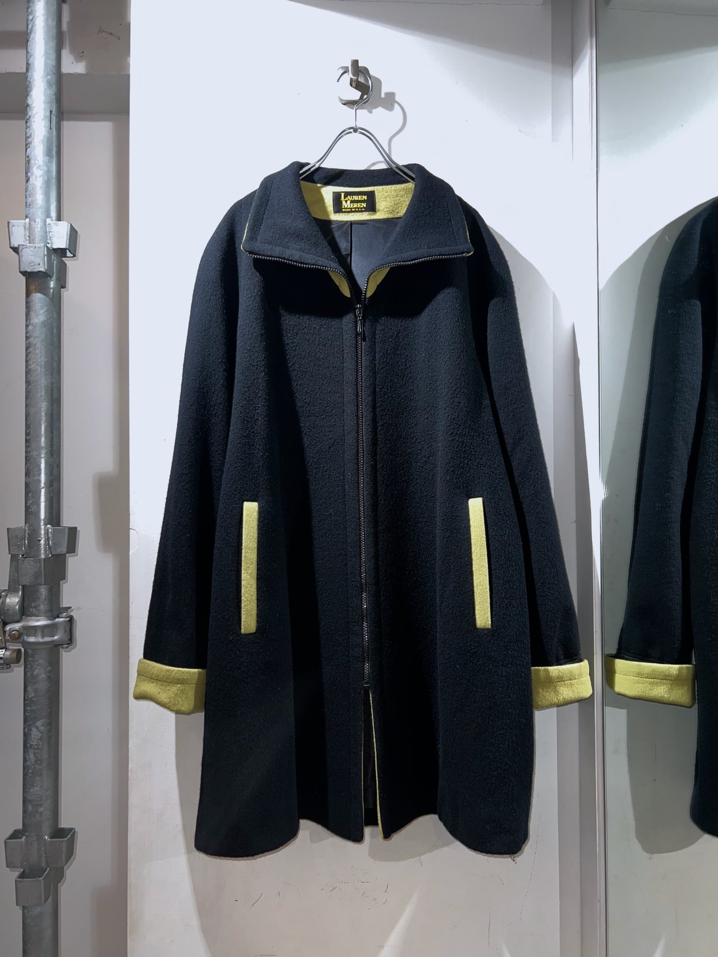 Old LAUREN MEREN Bi-Color Wool Zip Coat