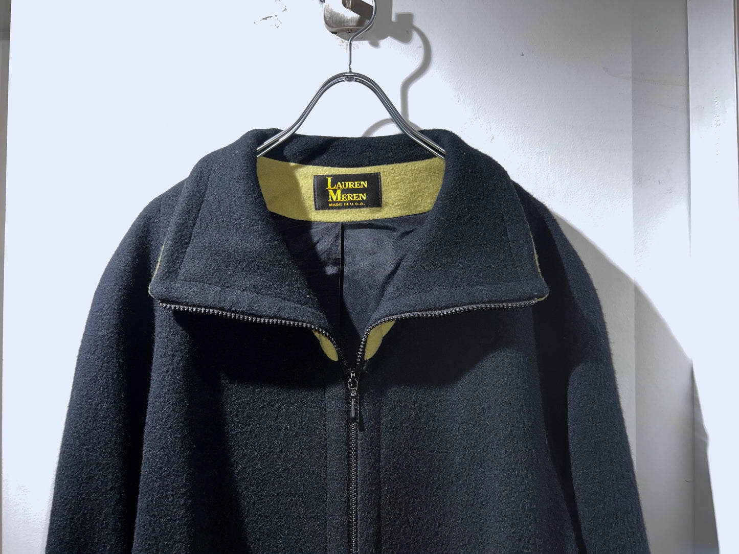 Old LAUREN MEREN Bi-Color Wool Zip Coat