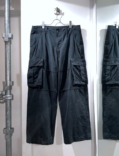No Boundaries Faded Black Wide Cargo Pants