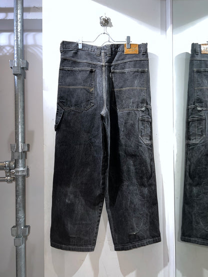 NOBLE JEANS Rugged Black Wide Denim Pants