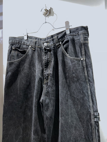 NOBLE JEANS Rugged Black Wide Denim Pants