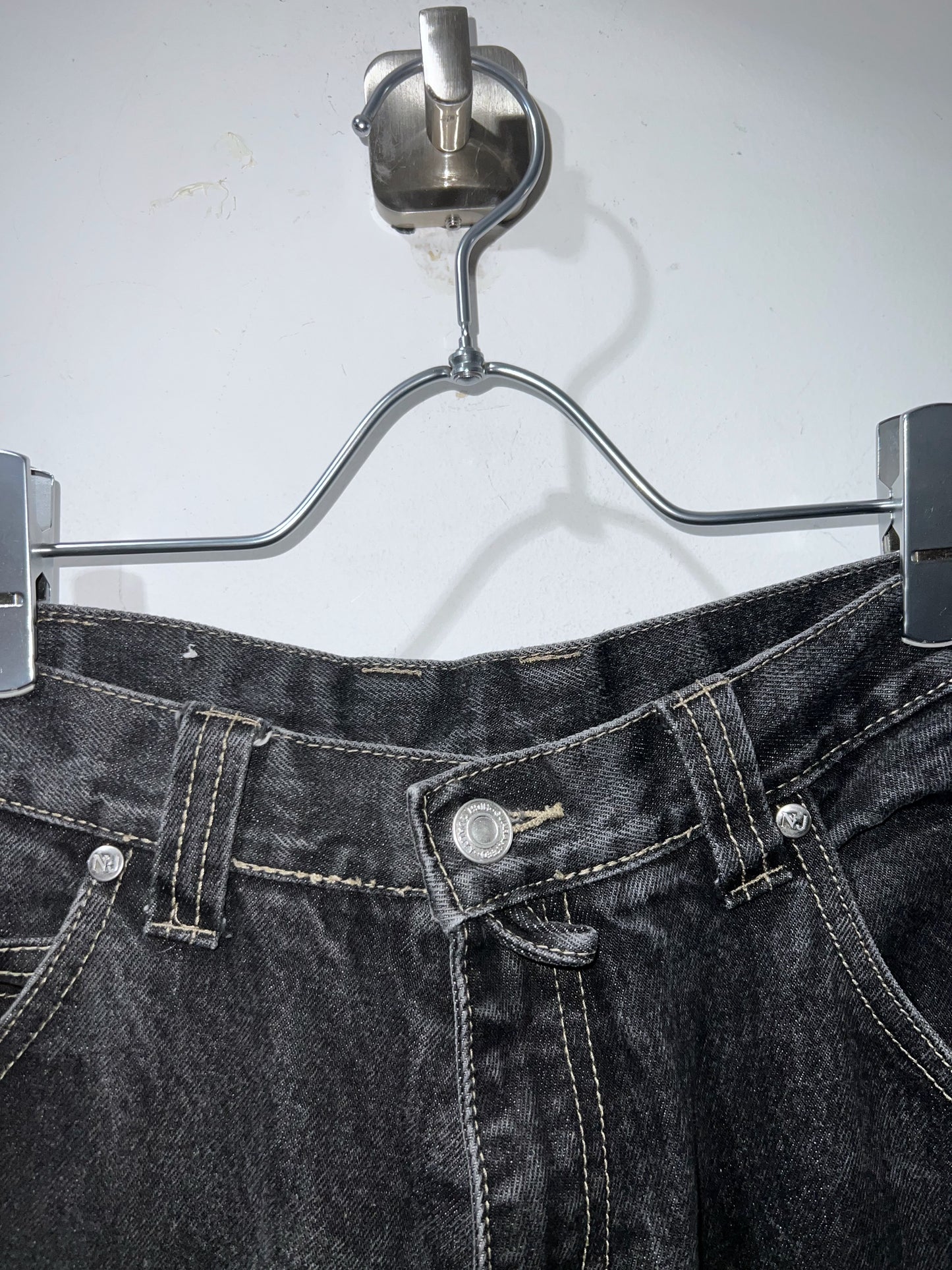 NOBLE JEANS Rugged Black Wide Denim Pants