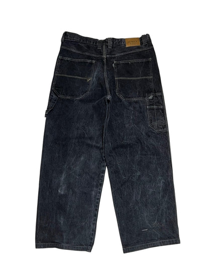 NOBLE JEANS Rugged Black Wide Denim Pants