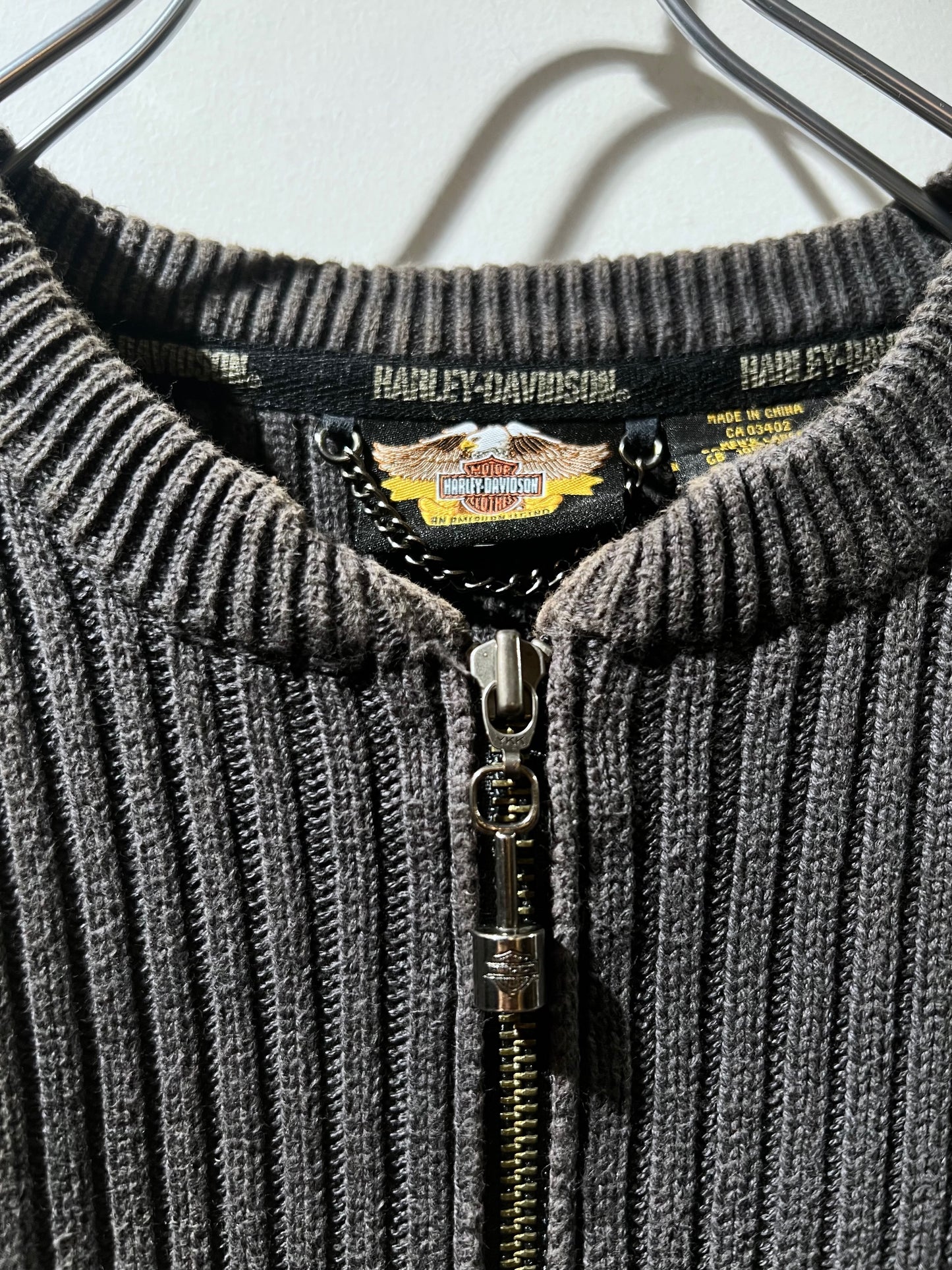 Old Harley-Davidson 1/4 Zip Cotton Sweater