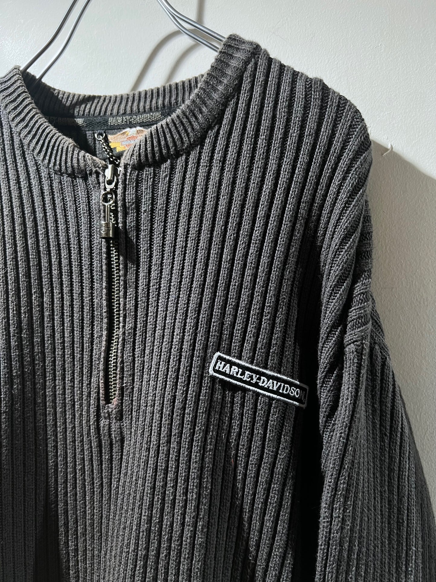 Old Harley-Davidson 1/4 Zip Cotton Sweater