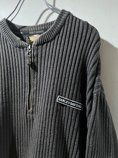 Old Harley-Davidson 1/4 Zip Cotton Sweater
