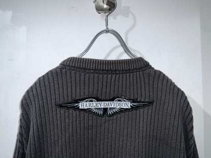 Old Harley-Davidson 1/4 Zip Cotton Sweater