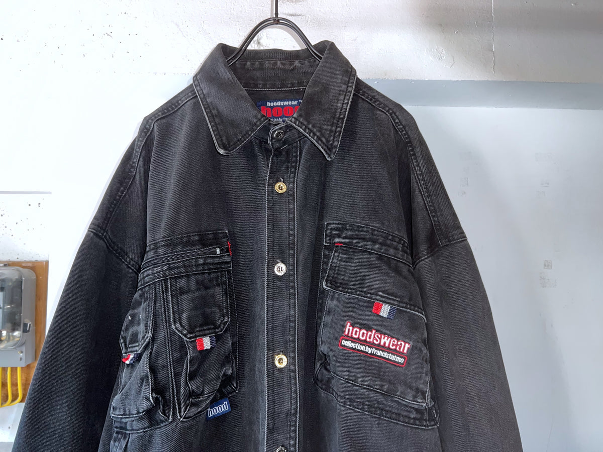 90s hoodswear oversized heavyweight denim shirt jacket