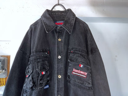90s hoodswear oversized heavyweight denim shirt jacket