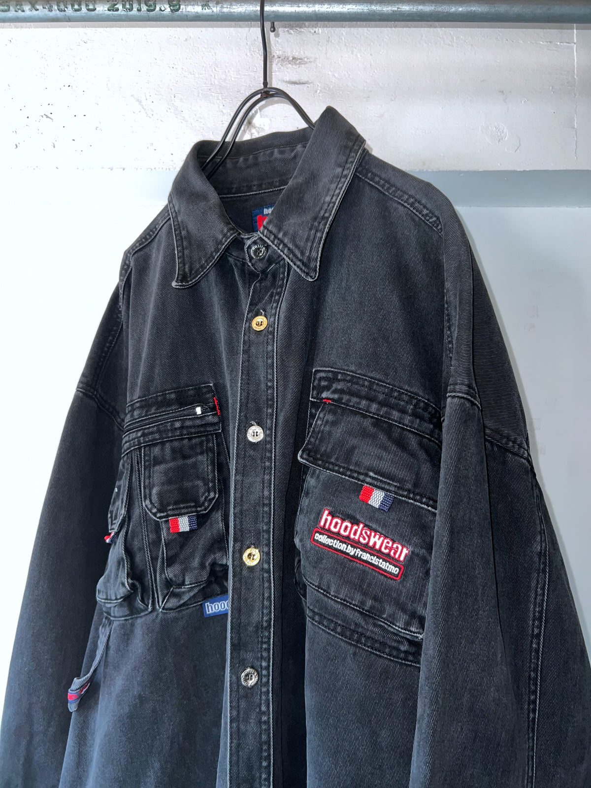 90s hoodswear oversized heavyweight denim shirt jacket