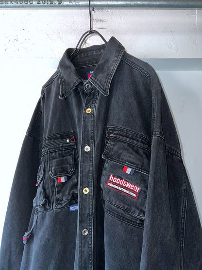 90s hoodswear oversized heavyweight denim shirt jacket