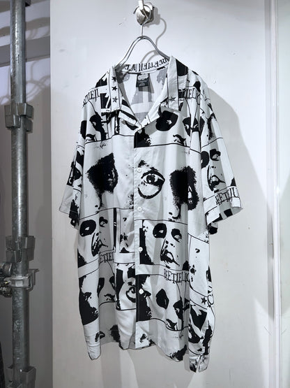 BEETLEJUICE Pattern Open Collar Shirt