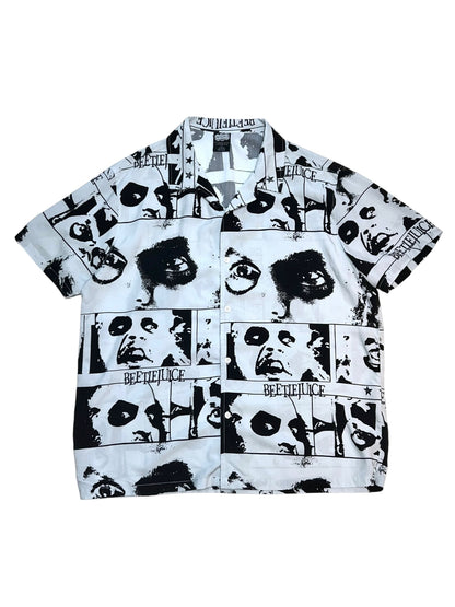 BEETLEJUICE Pattern Open Collar Shirt