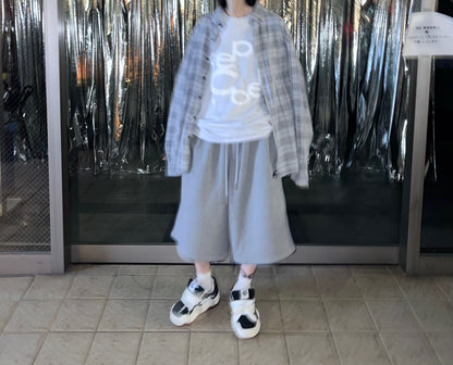 DOUBLE LOGO SWEAT HALF PANTS (GRAY)