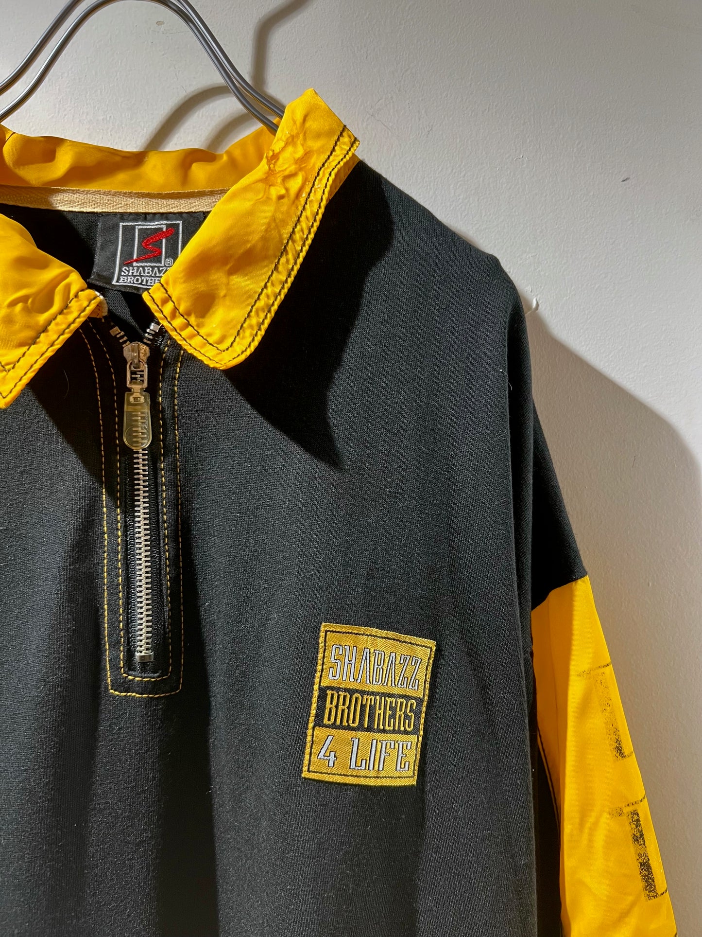00s Nylon Panelled Quarter-Zip Polo