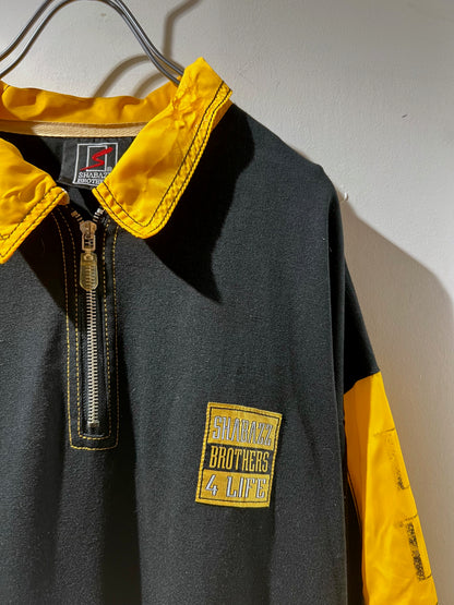 00s Nylon Panelled Quarter-Zip Polo