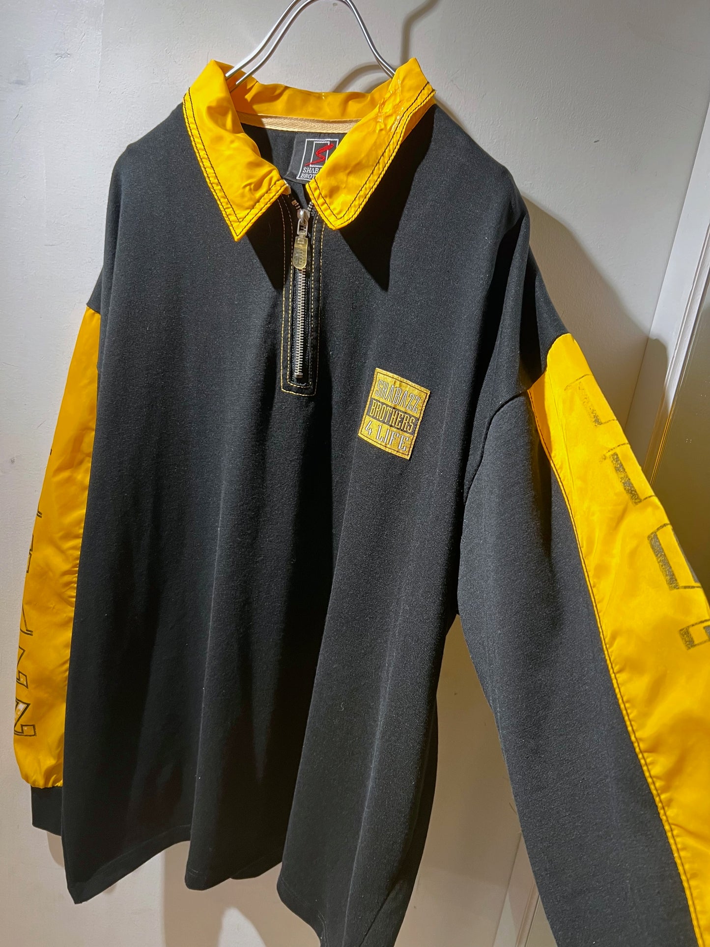 00s Nylon Panelled Quarter-Zip Polo