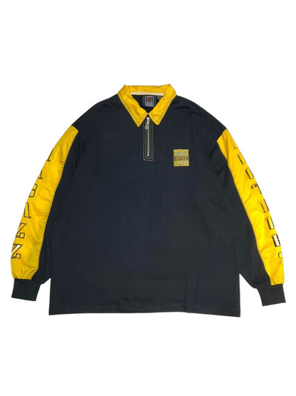 00s Nylon Panelled Quarter-Zip Polo