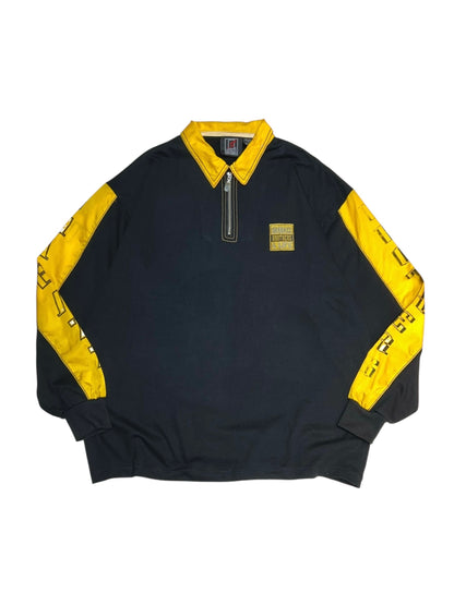 00s Nylon Panelled Quarter-Zip Polo