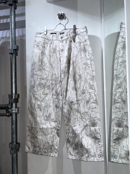 Barrel Leg Snow Camo Denim Pants
