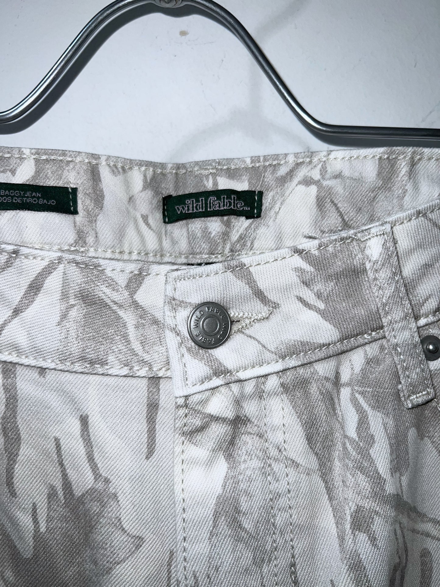 Barrel Leg Snow Camo Denim Pants