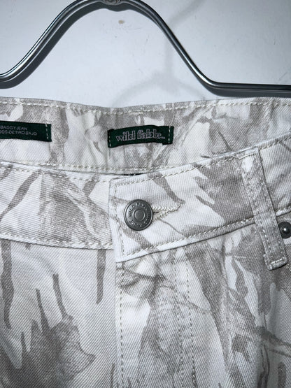 Barrel Leg Snow Camo Denim Pants