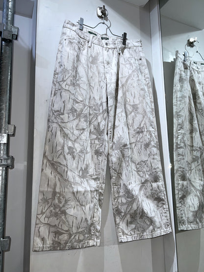 Barrel Leg Snow Camo Denim Pants