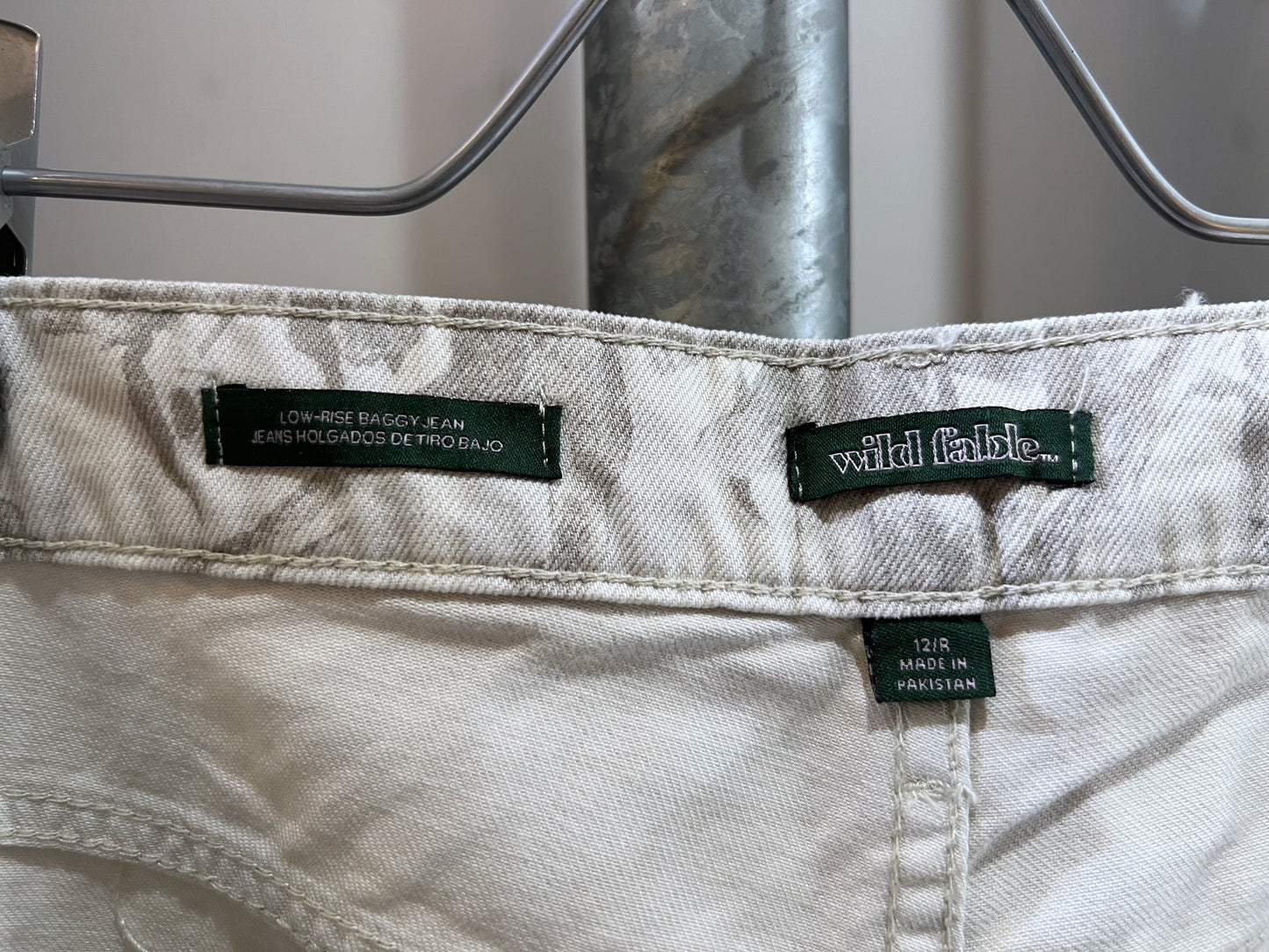Barrel Leg Snow Camo Denim Pants