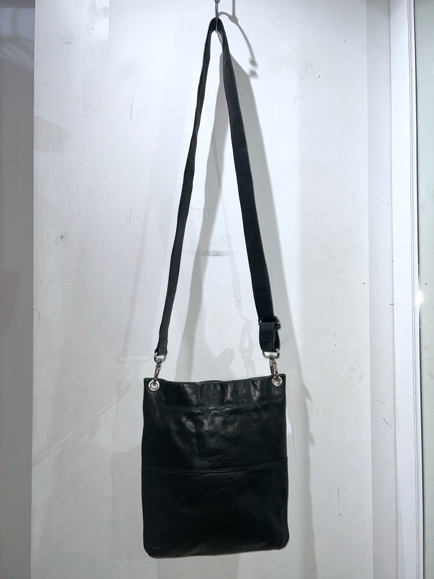 Double Zipper Leather Shoulder Bag