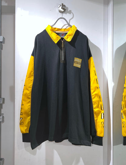 00s Nylon Panelled Quarter-Zip Polo