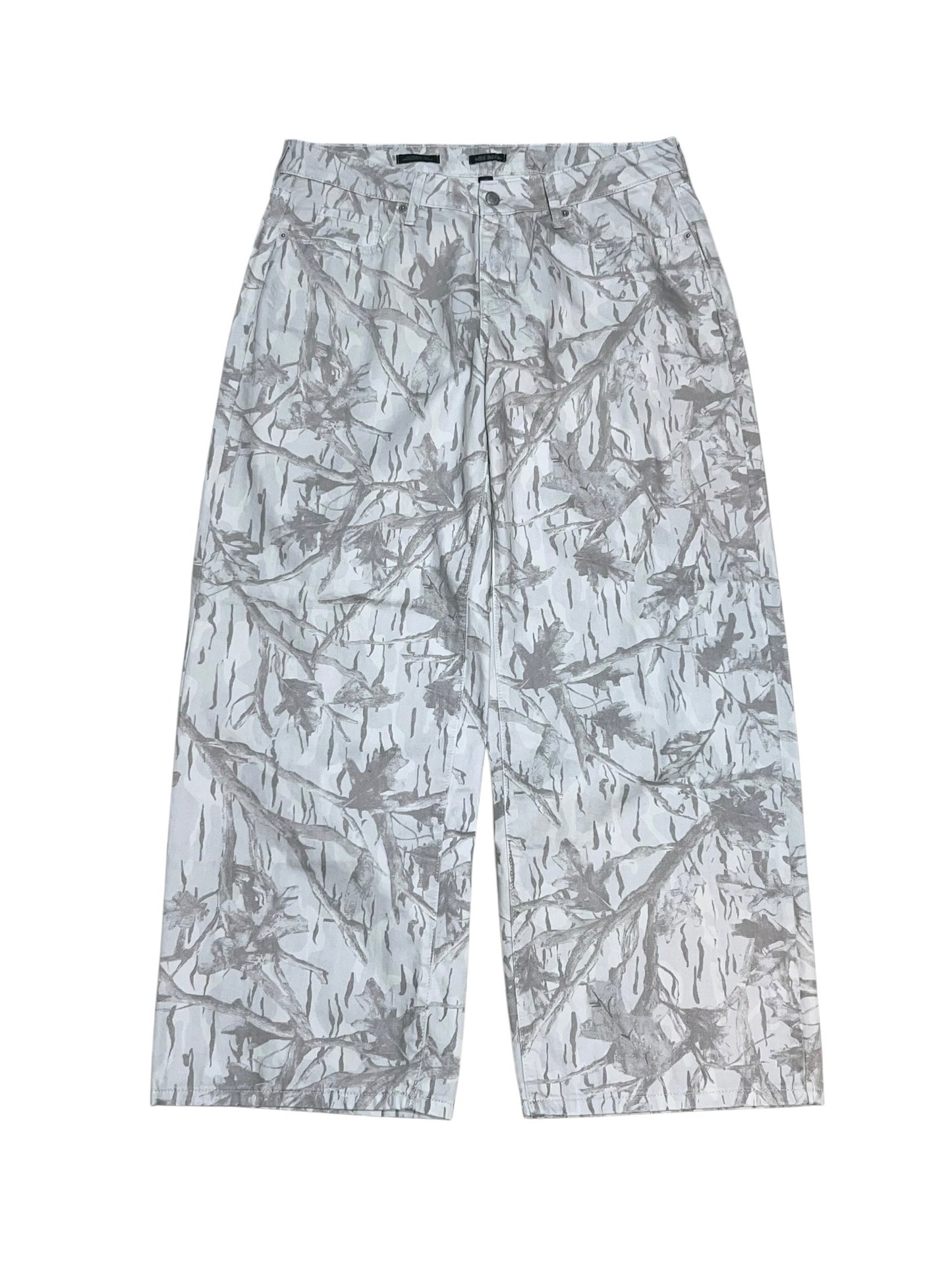 Barrel Leg Snow Camo Denim Pants